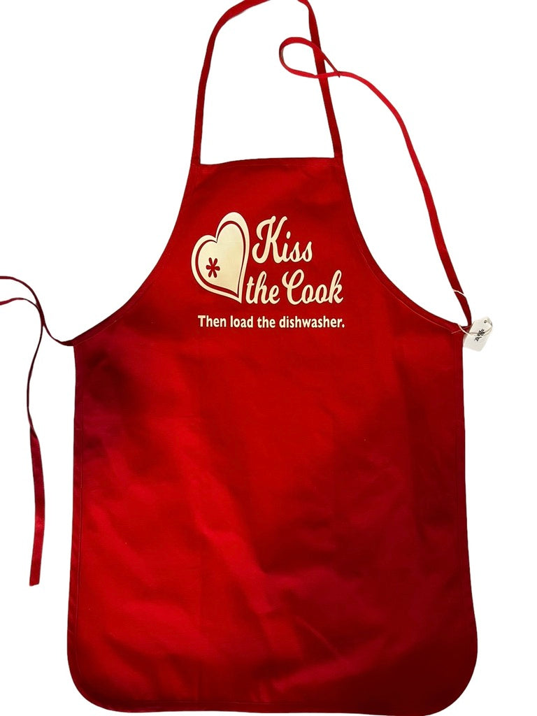 JenDore Kiss the Cook then Load the Dishwasher Red One Size Adult Funny Cooking Kitchen Apron