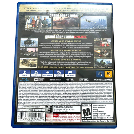 Grand Theft Auto V (GTA V) – PS4 PlayStation 4 Video Game with Case | Preowned