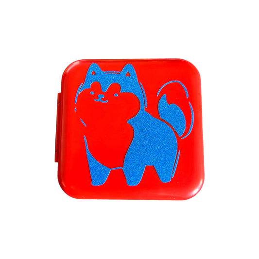 Étui à cartes de jeu rouge à 12 emplacements JenDore Glitter Blue Dog pour cartouches Nintendo Switch