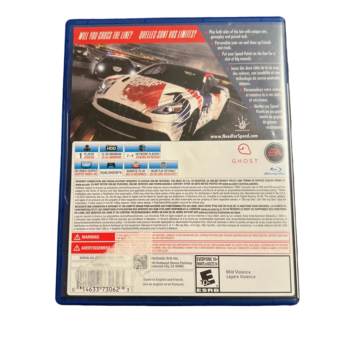 Need for Speed Rivals – PS4 PlayStation 4 Video Game with Case | Preowned