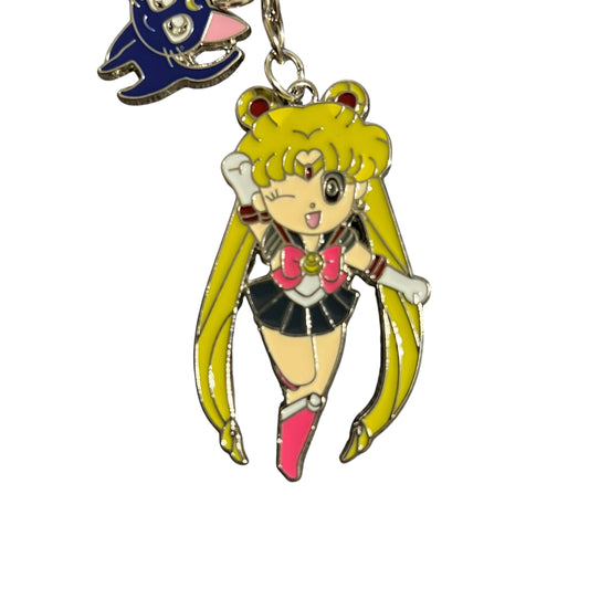 JenDore Anime Magical Girl Keychain with kawaii golden-haired character and colorful enamel design, made of zinc alloy