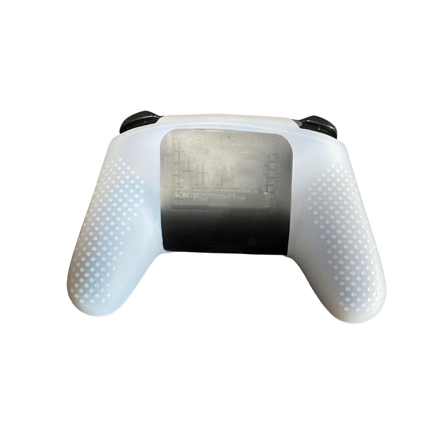JenDore clear silicone anti-slip grip cover compatible with Nintendo Switch Pro Controller. Features a smooth textured surface for enhanced gaming control and protection.