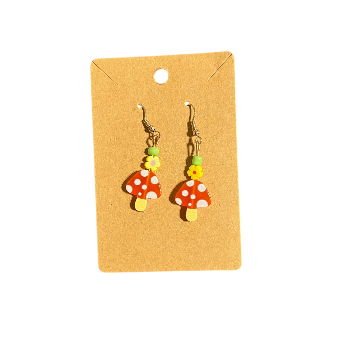 JenDore Handmade Red Mushroom Dangle Earrings