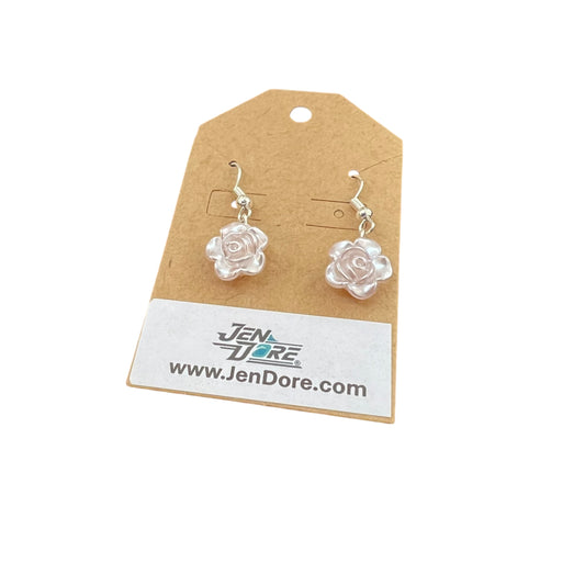 JenDore pink rose-shaped earrings