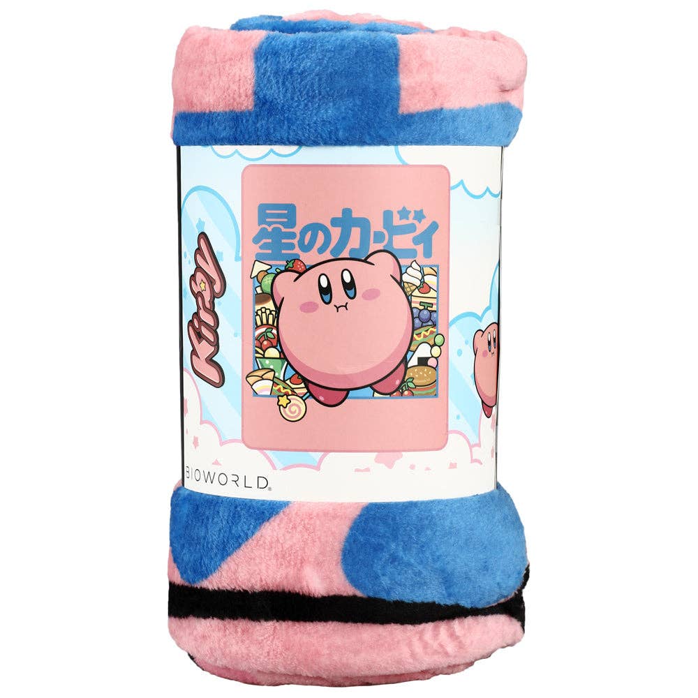 Plush blanket with Kirby character design on a white background