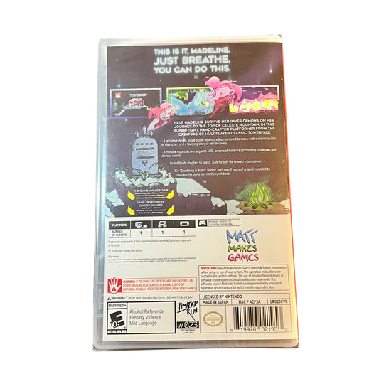 Sealed Celeste Limited Run Nintendo Switch game with original case, unopened and preowned, available from JenDore in Norfolk, VA.