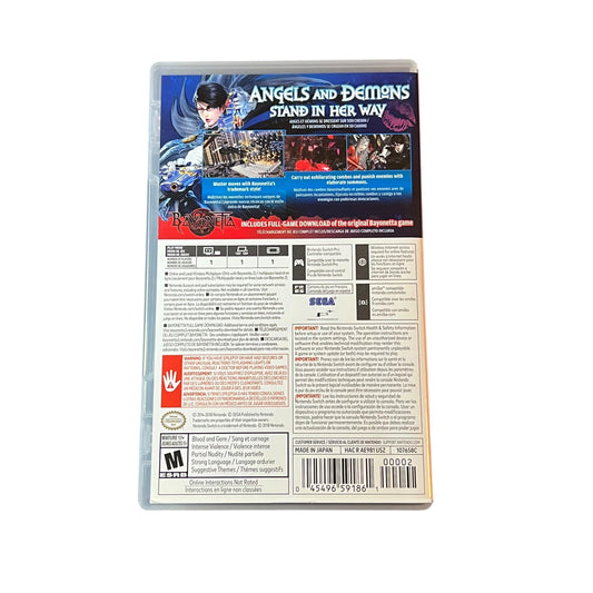 Used Bayonetta 2 Nintendo Switch game with original case, preowned and tested, available from JenDore in Norfolk, VA.
