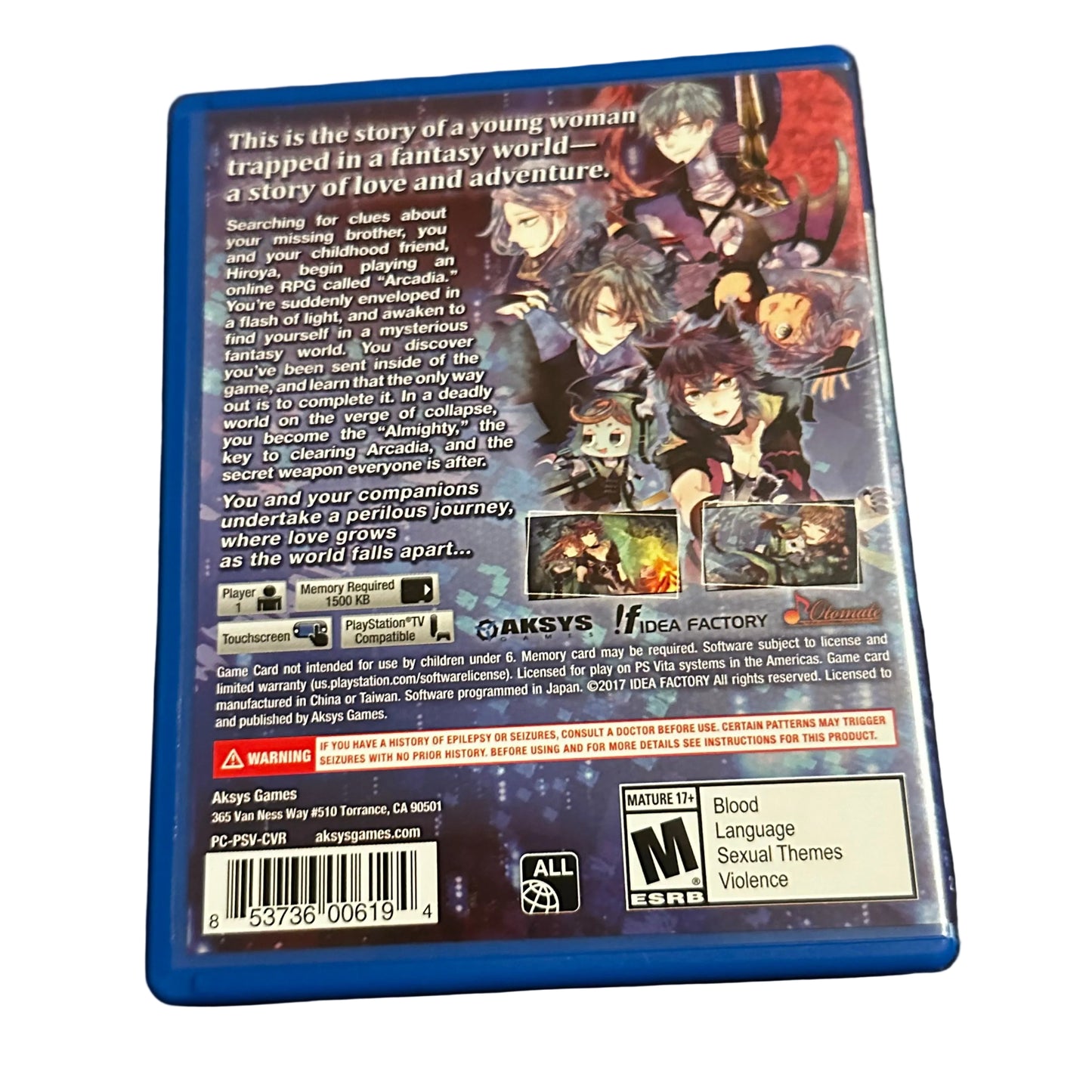 Used Period Cube Shackles of Amadeus PlayStation PS Vita video game with case, preowned and authentic at JenDore