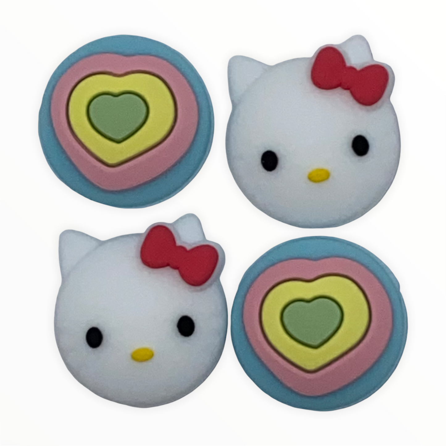 JenDore Hello Kitty Hearts Anime 4Pcs Capuchons de Poignée en Silicone pour Nintendo Switch & NS Lite