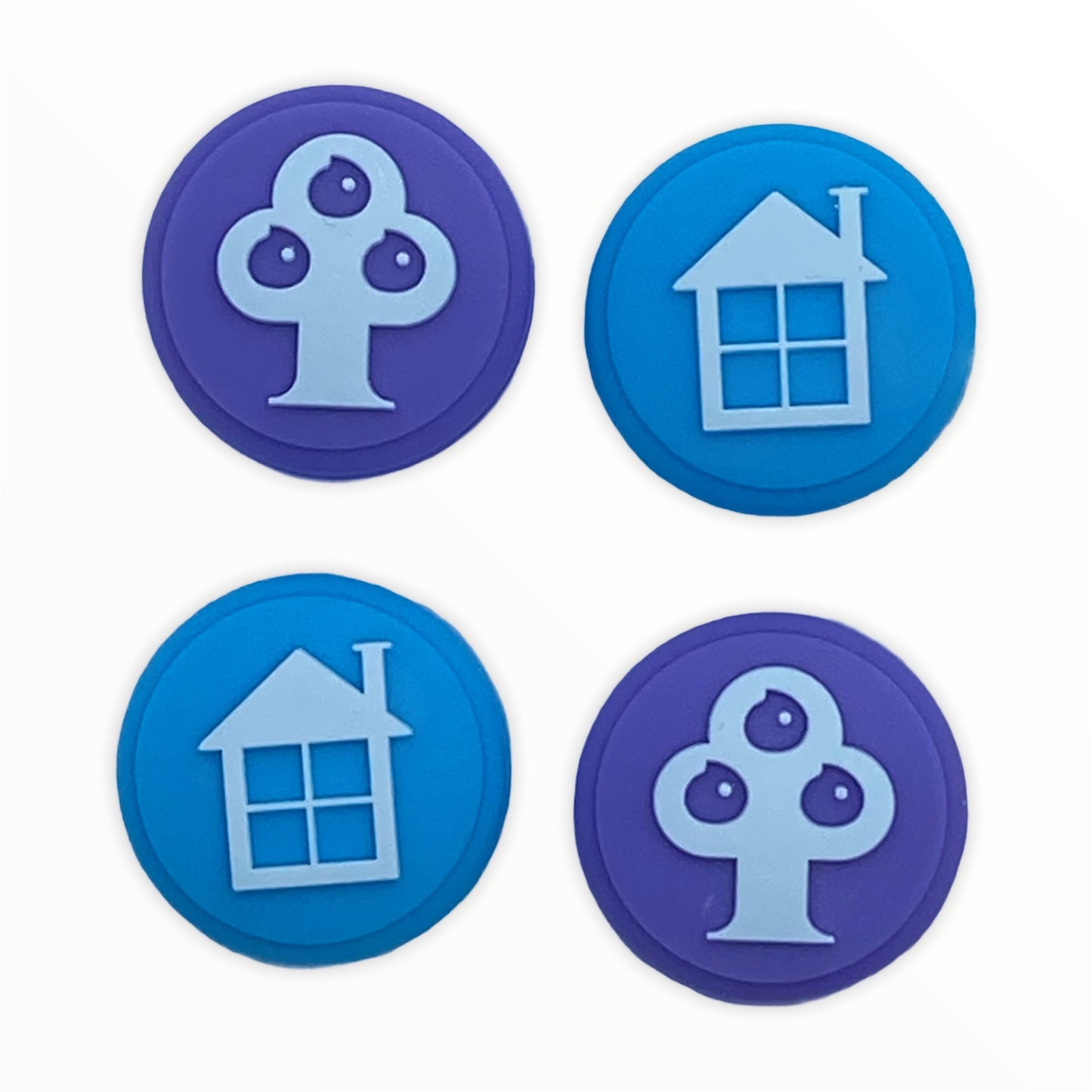 JenDore Blue House Purple Trees 4 tapas de silicona para agarre de pulgar para Nintendo Switch