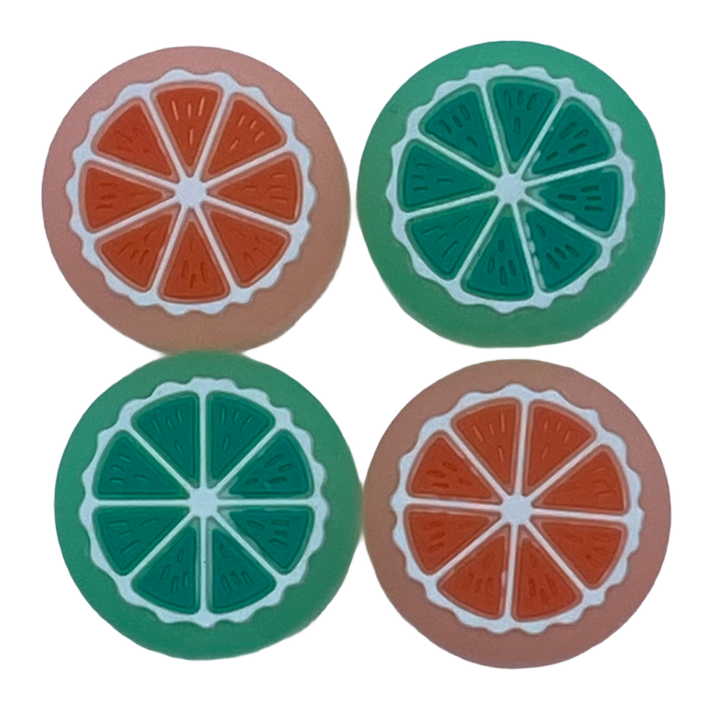 JenDore Jelly Naranja y Fruta Verde 4 Piezas Tapas de Silicona para Agarre del Pulgar para Nintendo Switch