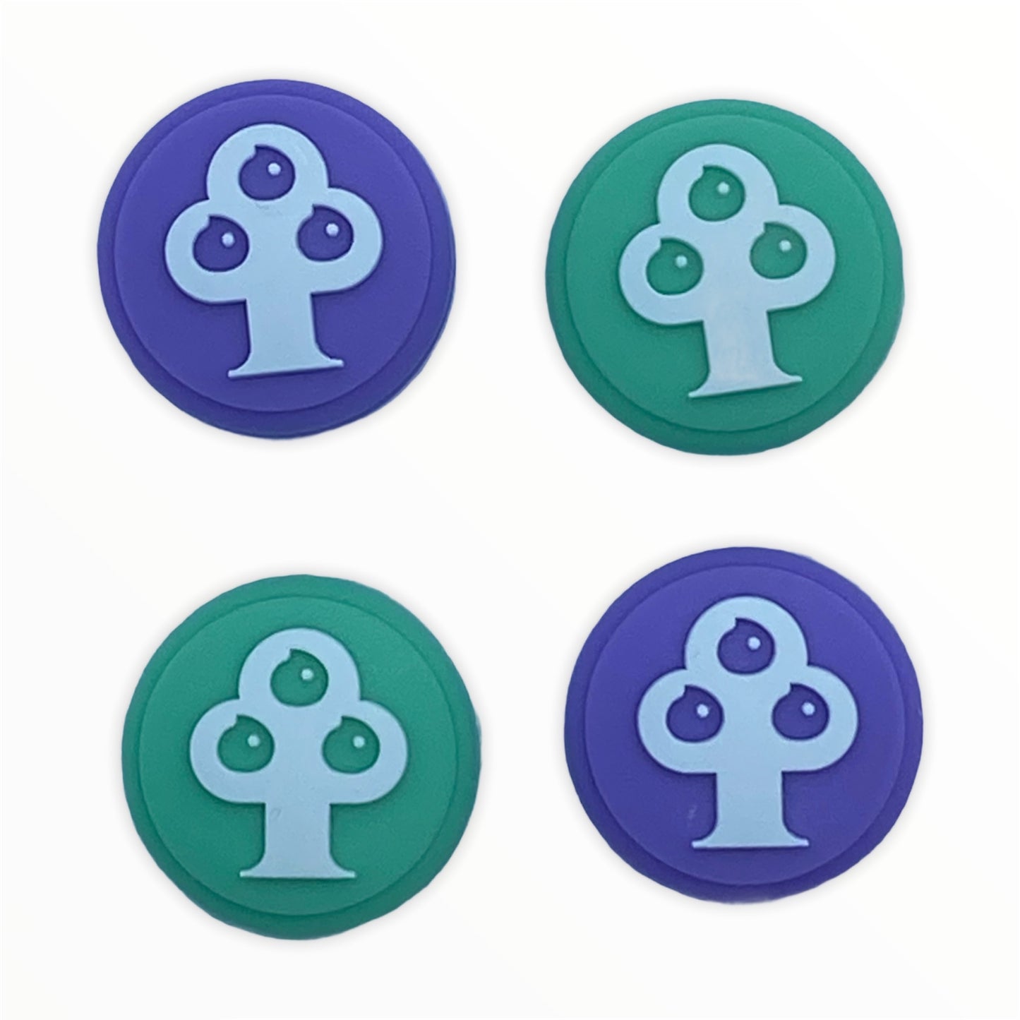 JenDore Green & Purple Trees 4 tapas de silicona para agarre de pulgar para Nintendo Switch