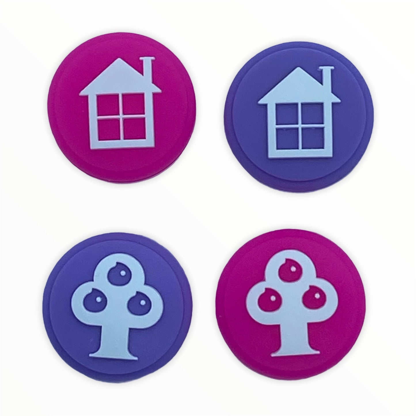 Jendore Rose et Violet 4Pcs Tree House Silicone Thumb Grip Caps pour Nintendo Switch