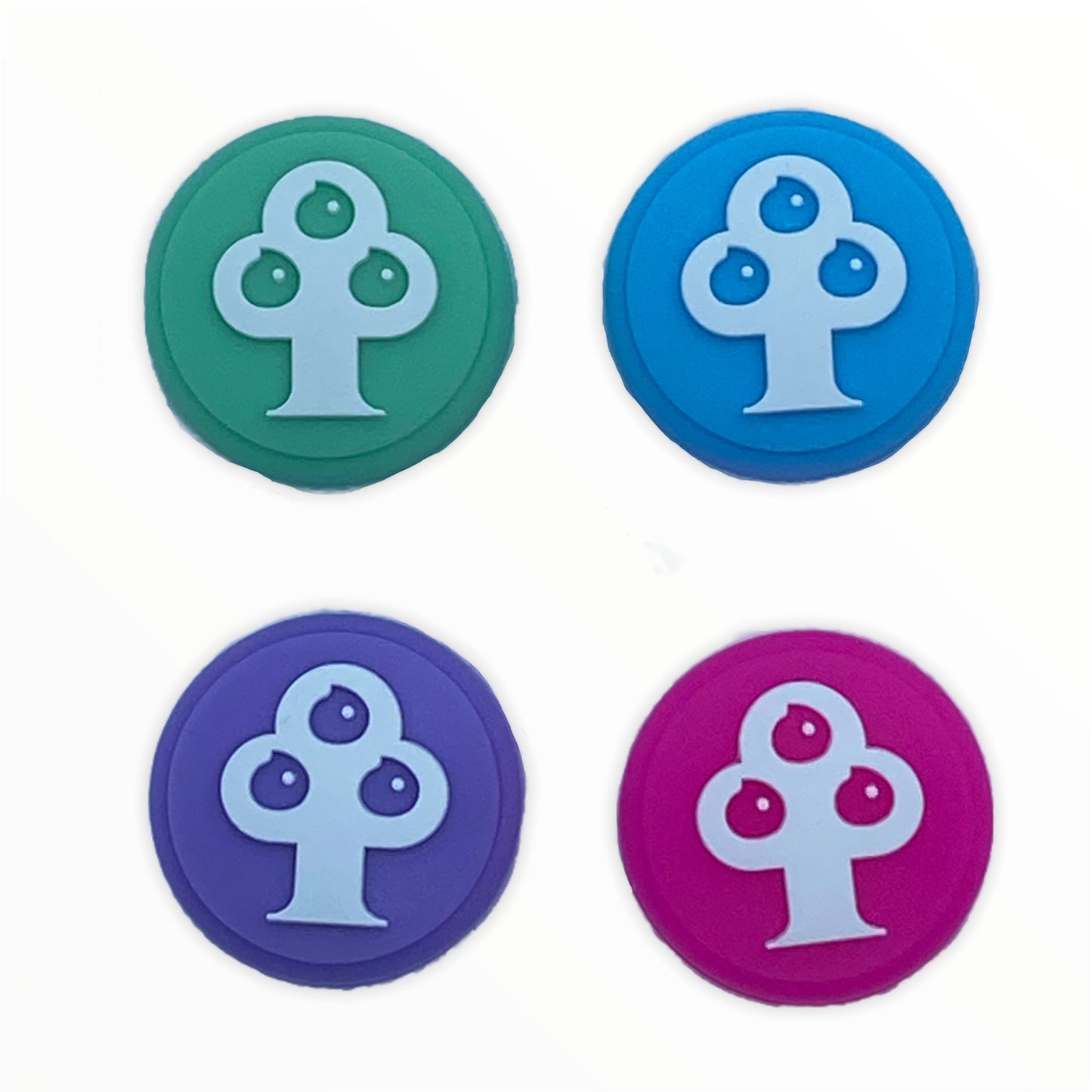 Jendore Vert Rose Bleu & Violet 4Pcs Arbre Silicone Thumb Grip Caps pour Nintendo Switch