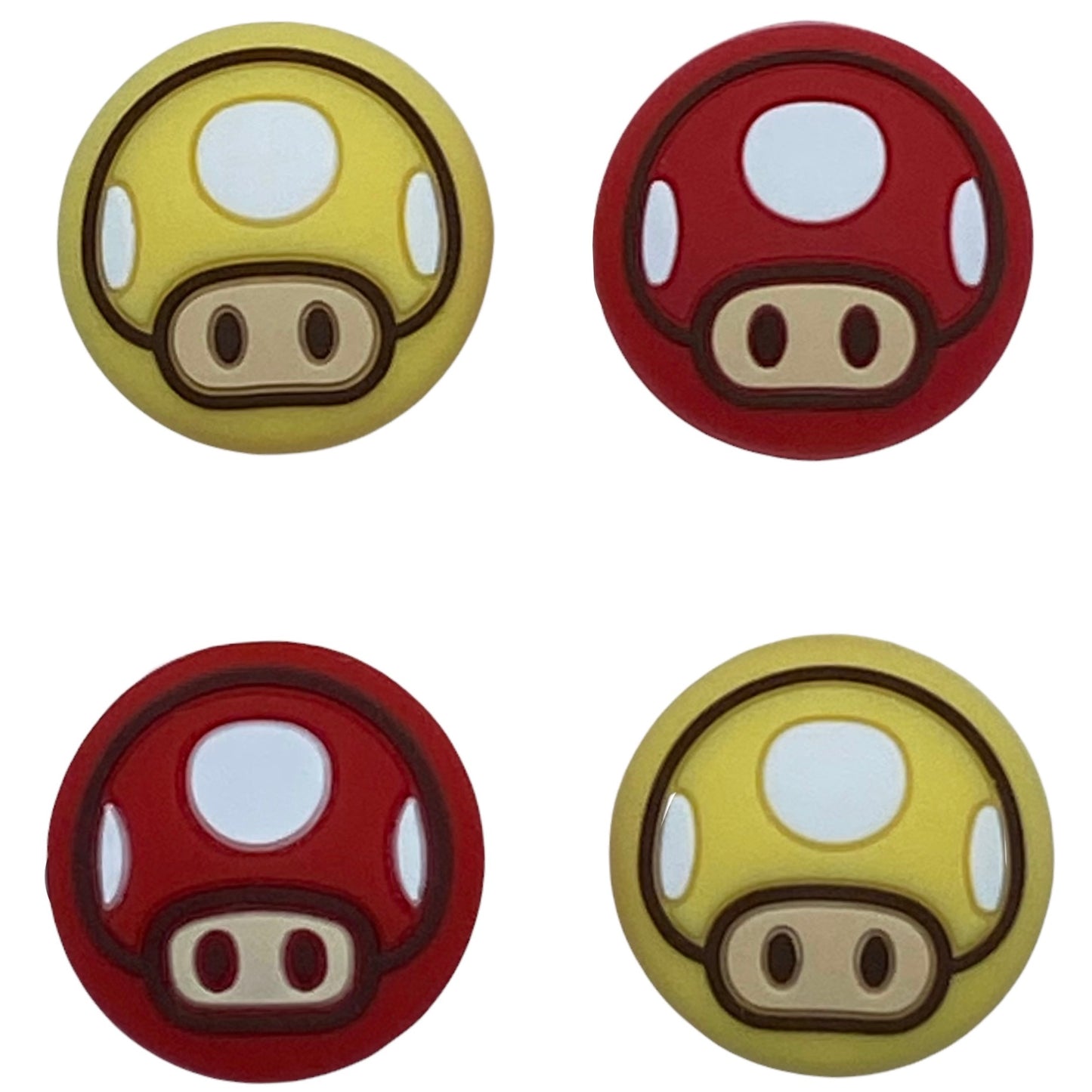 JenDore Hongos Rojos Amarillos 4 Piezas Tapas de Silicona para Agarre del Pulgar para Nintendo Switch/NS Lite