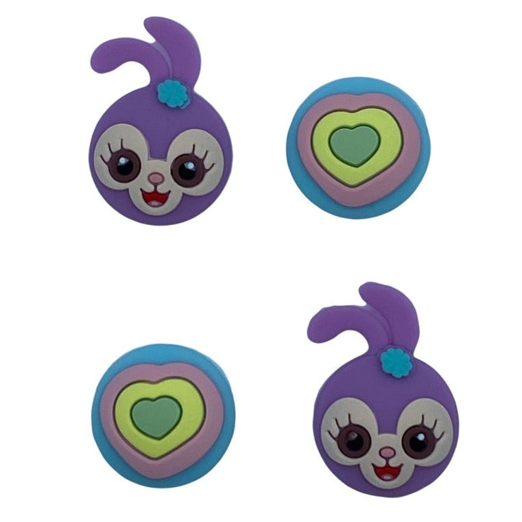 JenDore - 4 tapas de silicona para agarre de pulgar, color morado, dibujos animados, anime, para Nintendo Switch