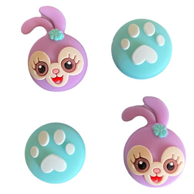 JenDore Azul Púrpura Anime Dibujos Animados Patas 4 Piezas Tapas de Agarre de Pulgar de Silicona para Nintendo Switch