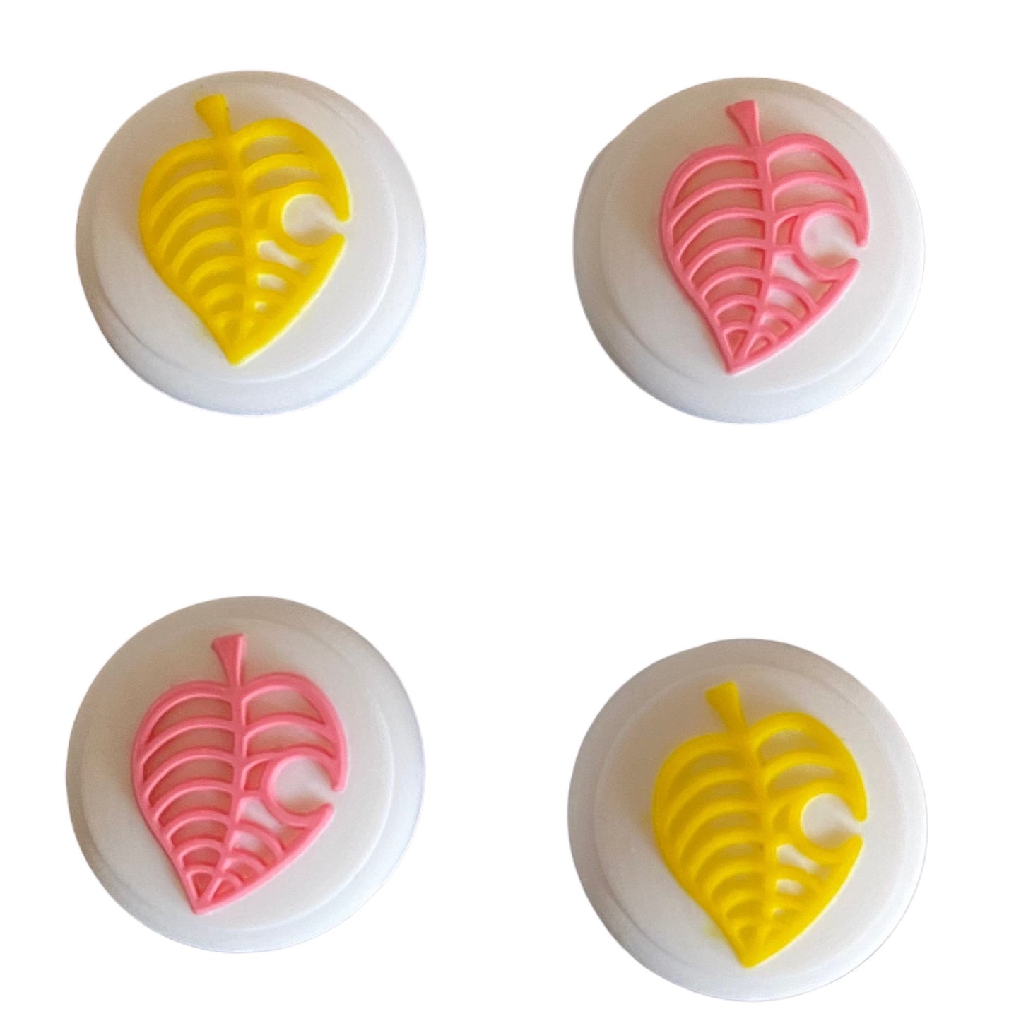 JenDore Green Pink & Yellow Leaf 4Pcs Silicone Thumb Grip Caps for Nintendo Switch