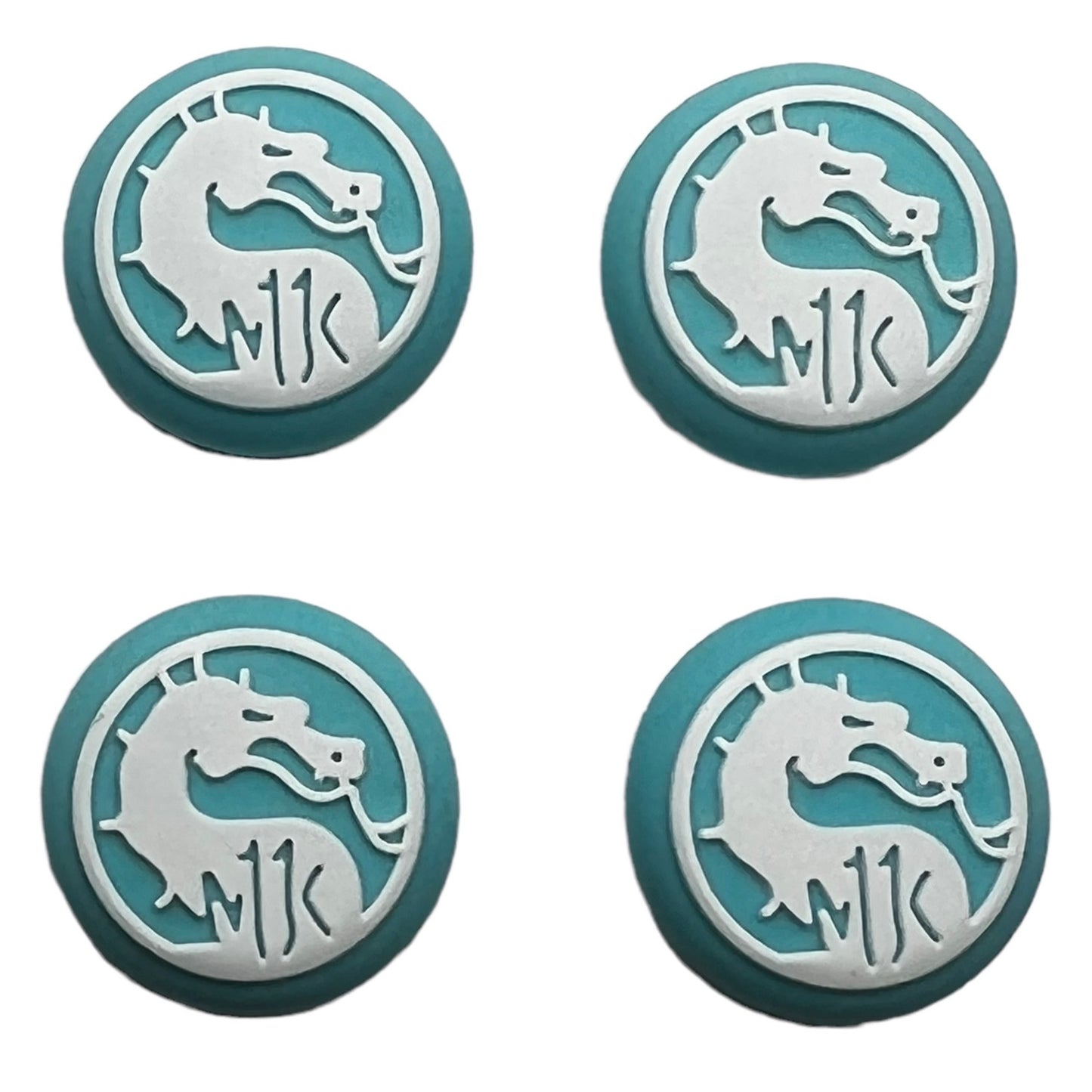 JenDore - 4 tapas de silicona para agarre de pulgar, color turquesa y blanco, para mando de Nintendo Switch Pro, PS5, PS4 y Xbox 360