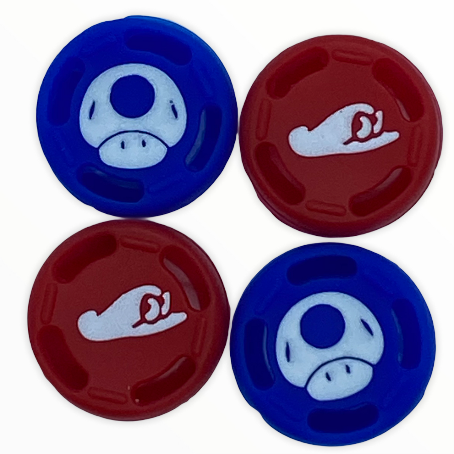 JenDore Seta Azul y Sombrero Rojo 4 Piezas Tapas de Silicona para Agarre del Pulgar para Nintendo Switch