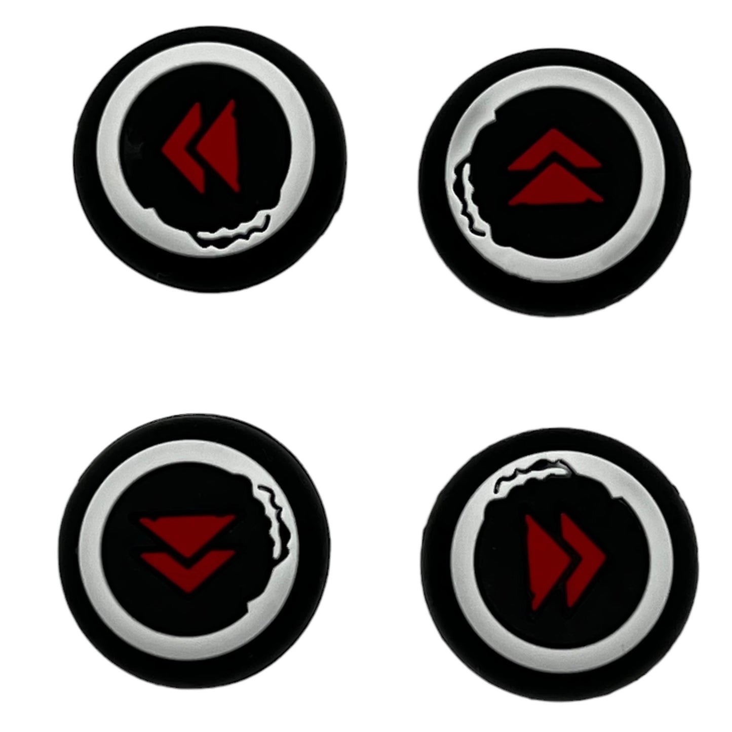 JenDore Flechas de rebobinado rápido, color negro y rojo, 4 tapas de silicona para agarre del pulgar para Nintendo Switch Pro, PS5, PS4 y controlador Xbox 360