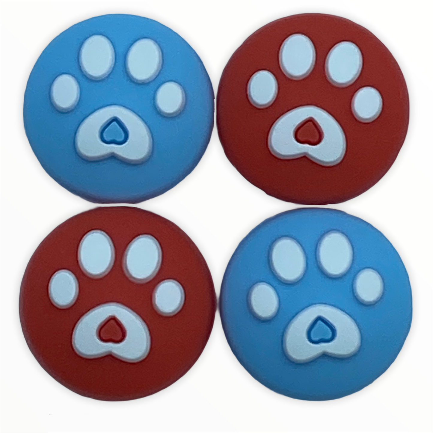 Jendore Rouge et Bleu 4Pcs Paw Silicone Thumb Grip Caps pour Nintendo Switch