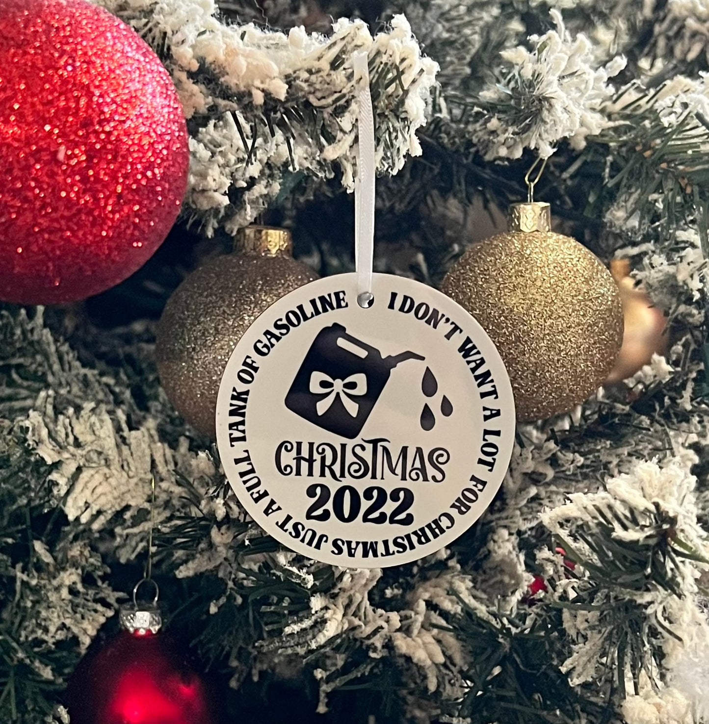 JenDore Handmade "All I Want for Christmas is a Full Tank of Gas" Wood Christmas Holiday Ornament