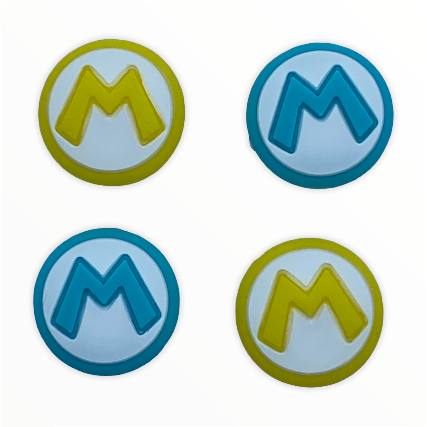 JenDore Azul y Amarillo Letra M 4 Piezas Tapas de Silicona para Agarre del Pulgar para Nintendo Switch