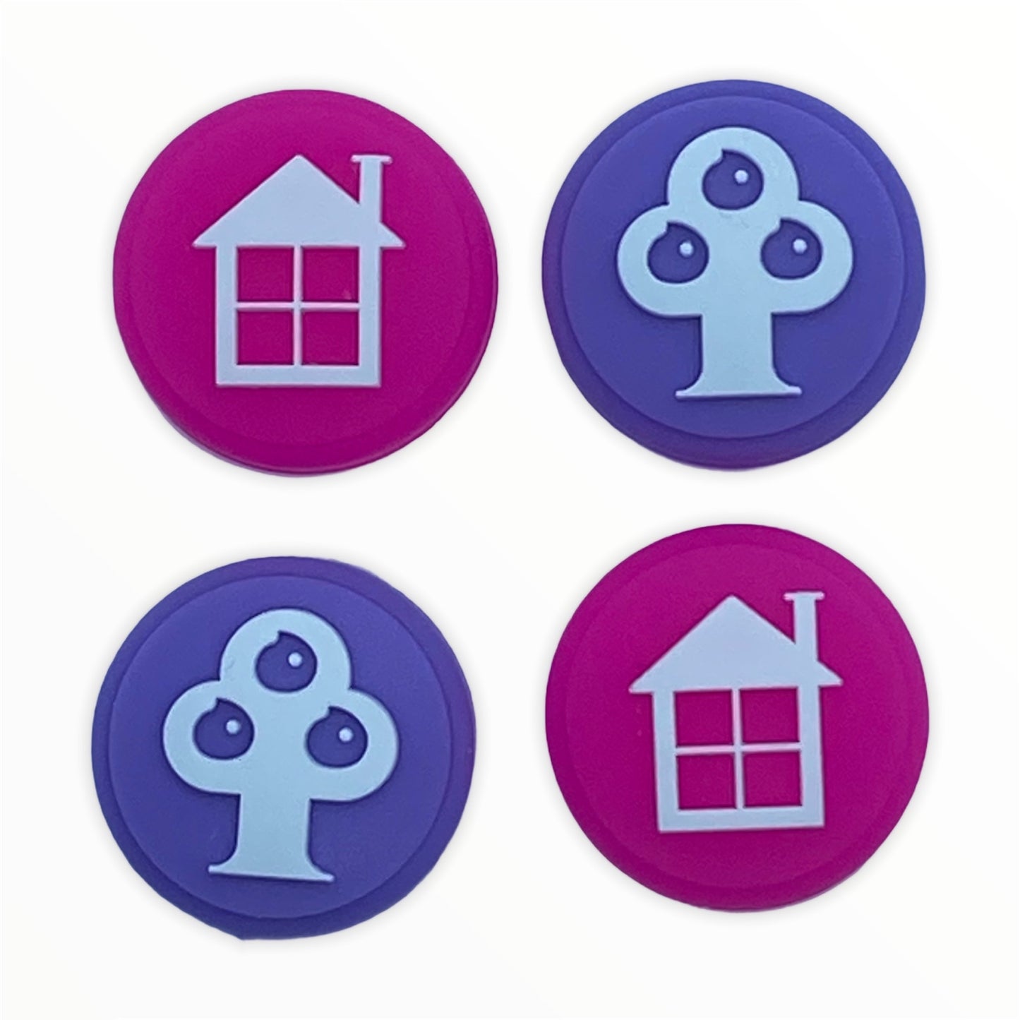 Jendore Pink House & Purple Tree 4Pcs Capuchons de poignée en silicone pour Nintendo Switch