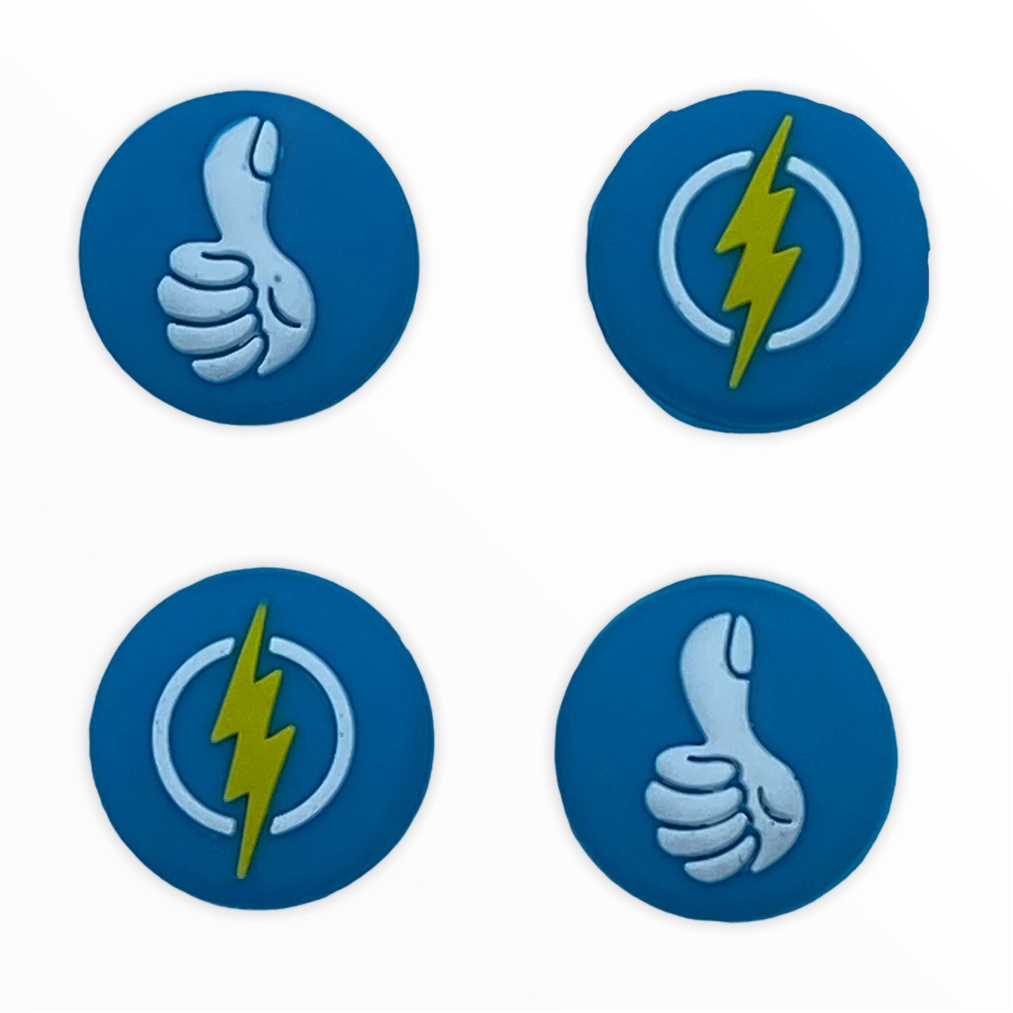 Jendore Blue Thumbs Up & Lightning Thunderbolt 4Pcs Capuchons de Poignée en Silicone pour Nintendo Switch