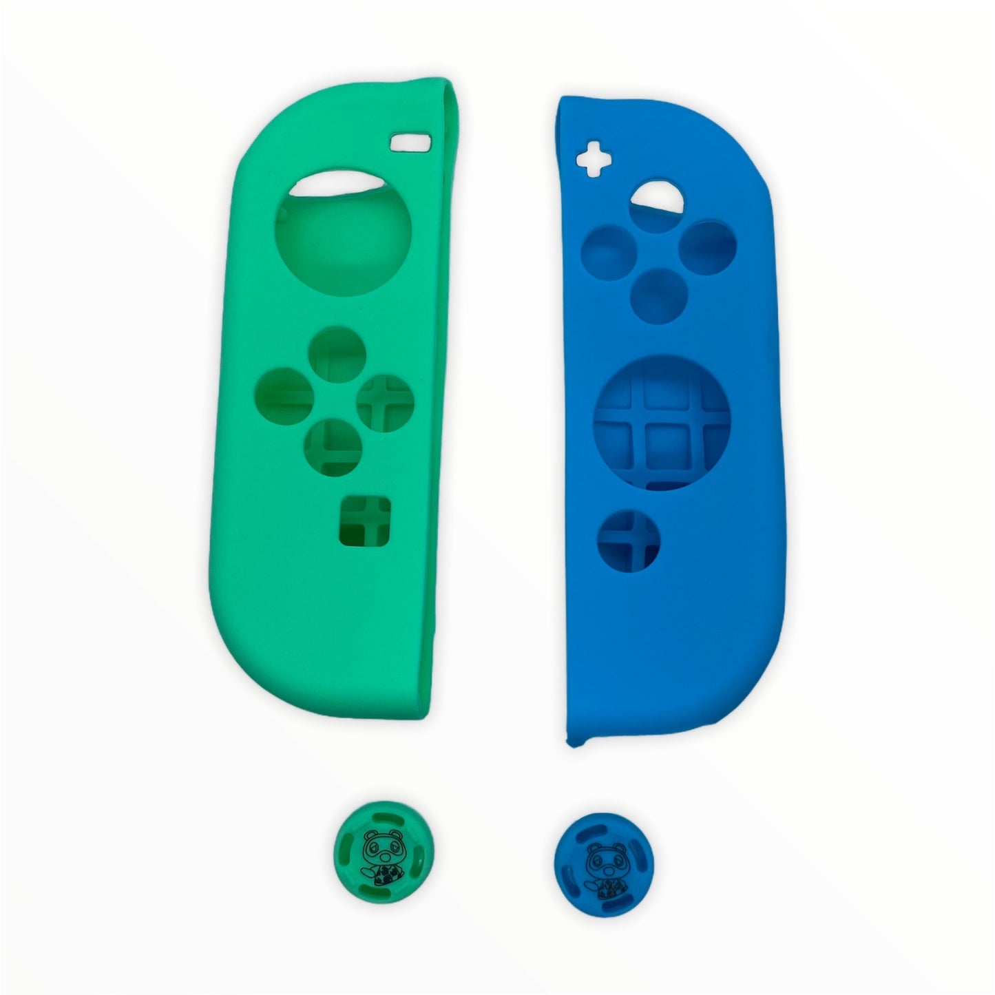JenDore Azul Verde #2 Silicona Nintendo Switch Joy-con Fundas protectoras y empuñaduras para pulgar
