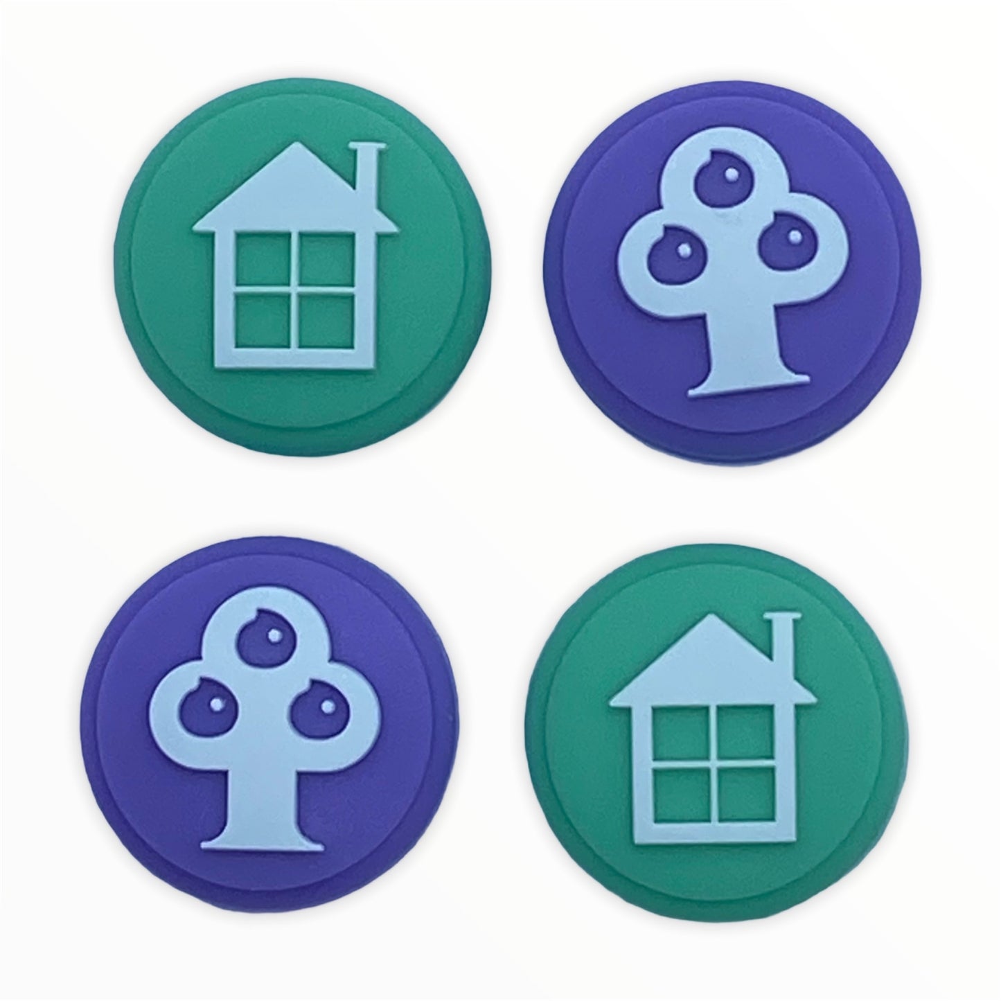 JenDore Green House & Purple Tree 4Pcs Silicone Thumb Grip Caps for Nintendo Switch