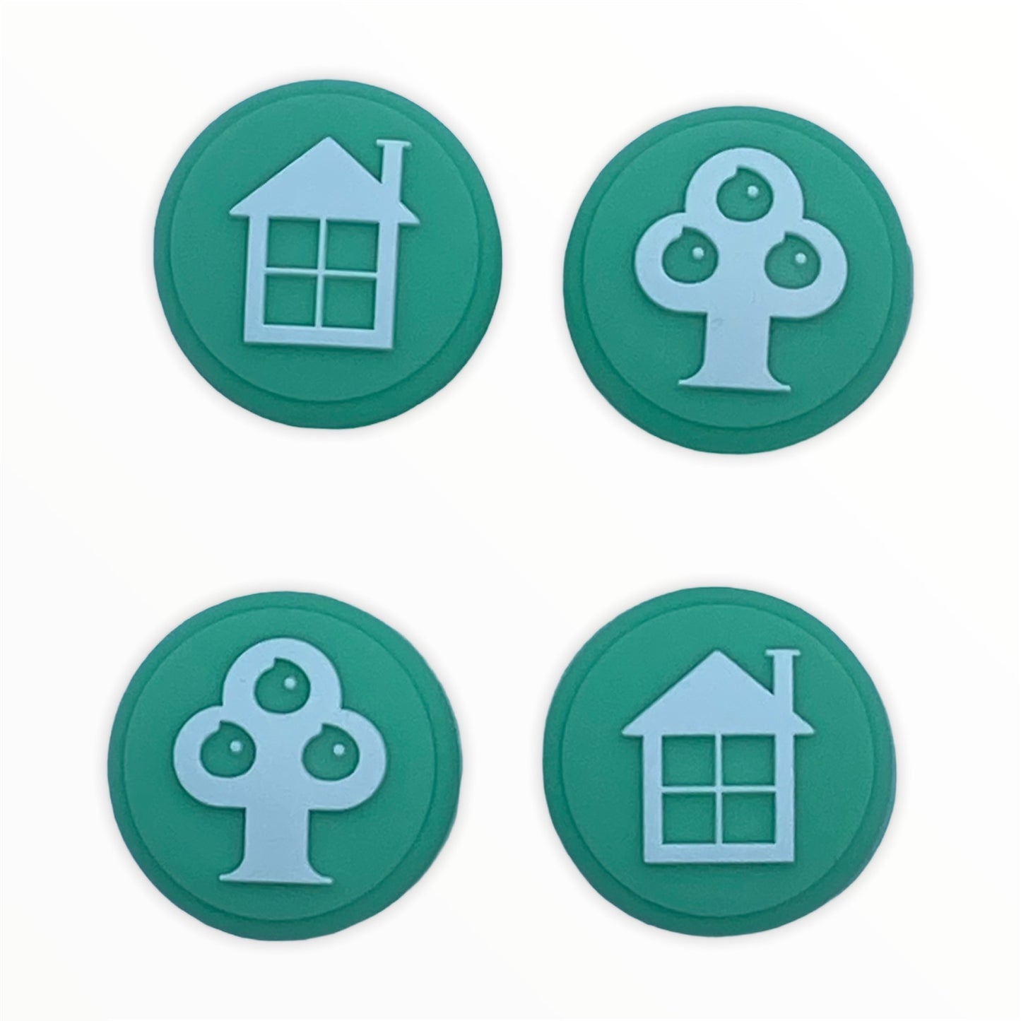 JenDore Green House & Tree 4 tapas de silicona para agarre de pulgar para Nintendo Switch