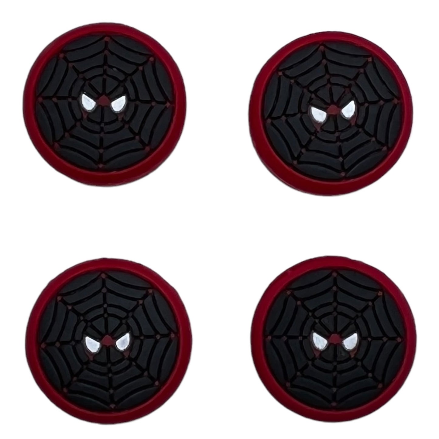 JenDore Negro Rojo Blanco Ojos de Araña 4 Piezas Tapas de Agarre de Pulgar de Silicona para Controlador Nintendo Switch Pro, PS5, PS4 y Xbox 360