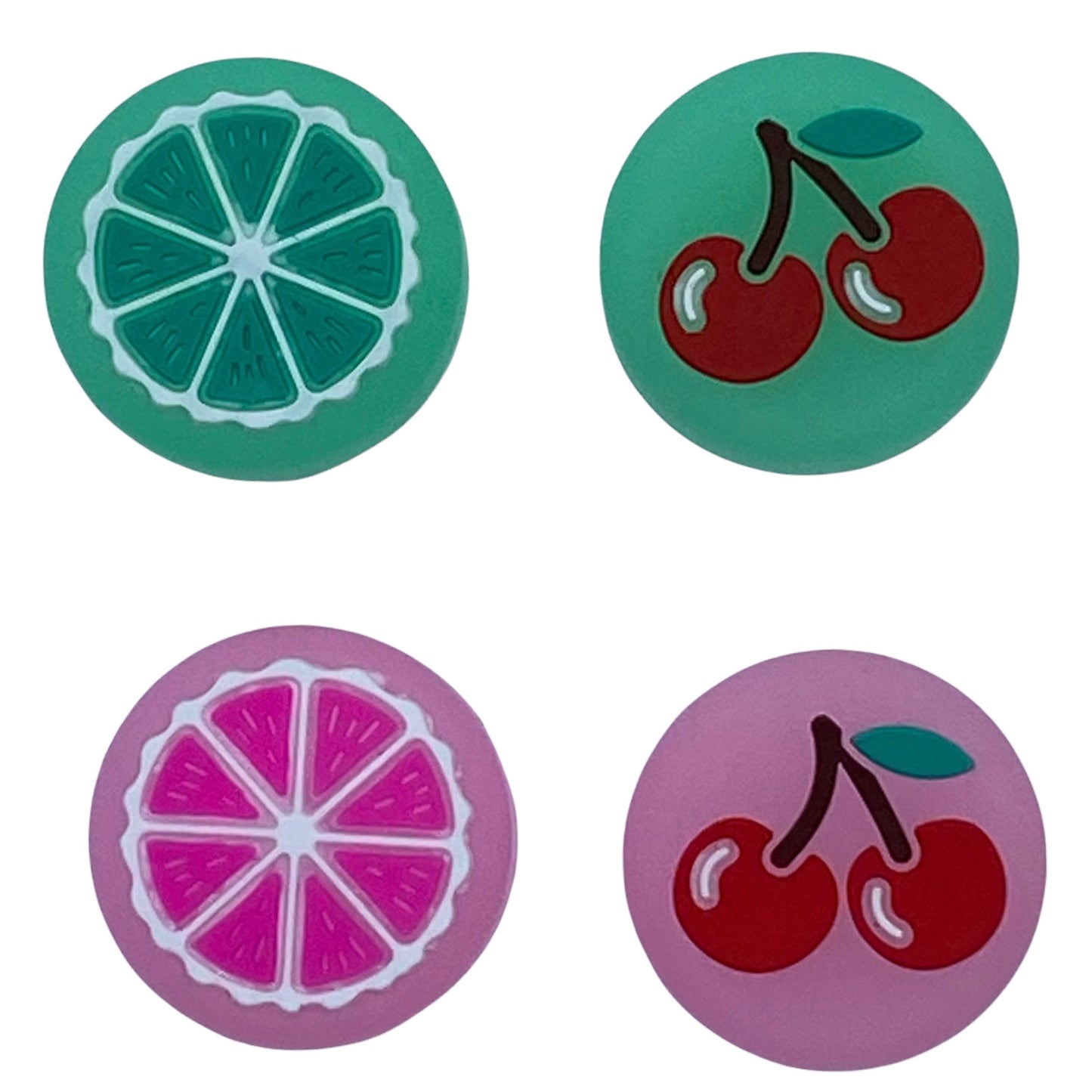 JenDore Jelly Pink Green Cherries Fruit 4 tapas de silicona para agarre de pulgar para Nintendo Switch