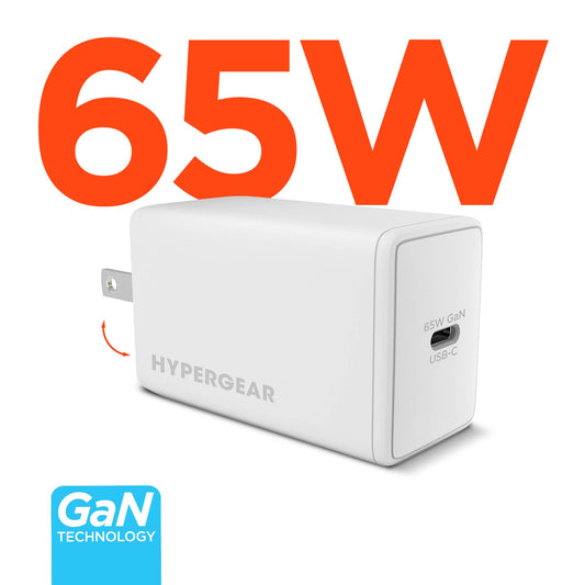 HyperGear SpeedBoost 65W USB-C PD GaN Laptop Wall Charger with PPS