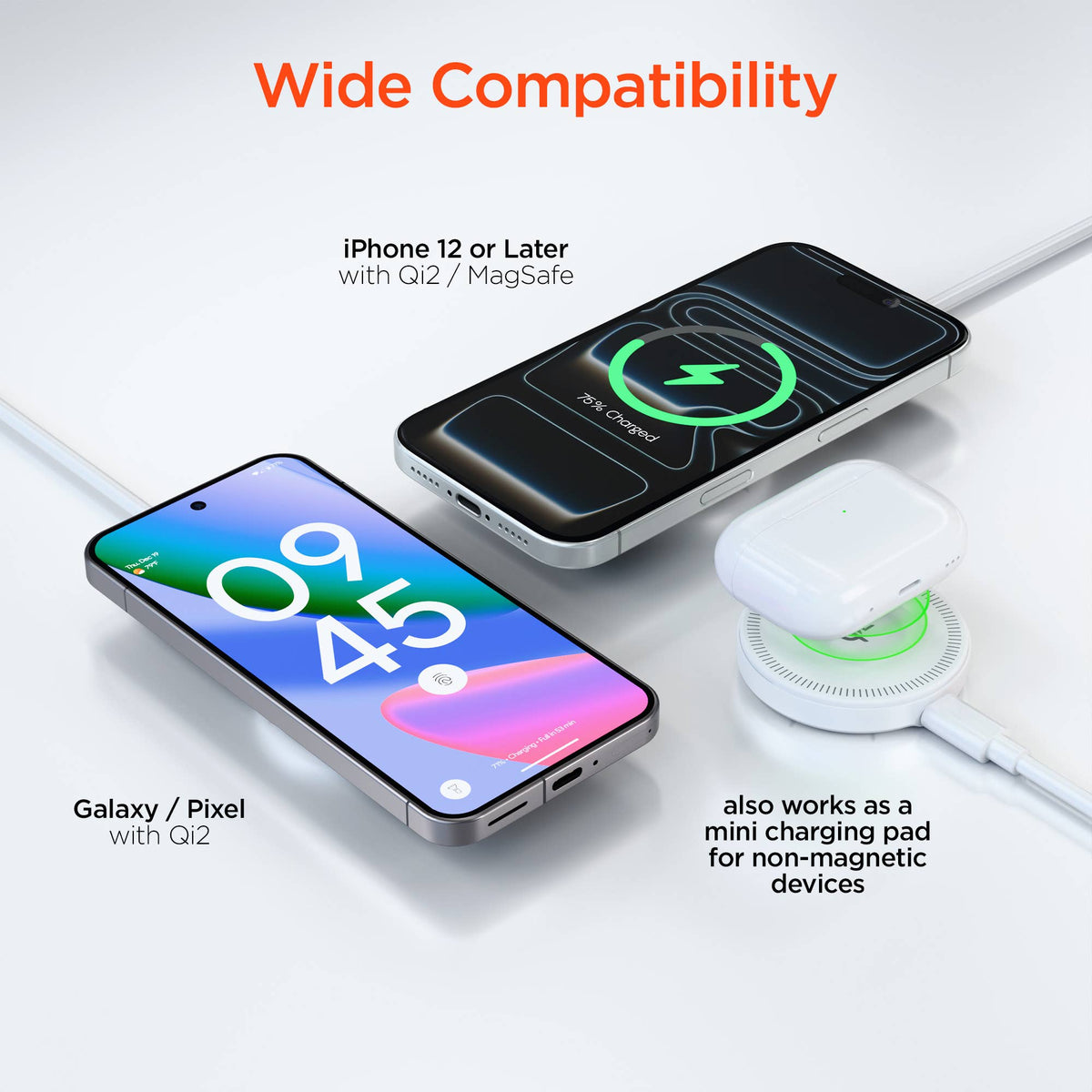 HyperGear MaxCharge 15W Qi2 Magnetic Wireless Fast Charger with 6ft USB-C Cable