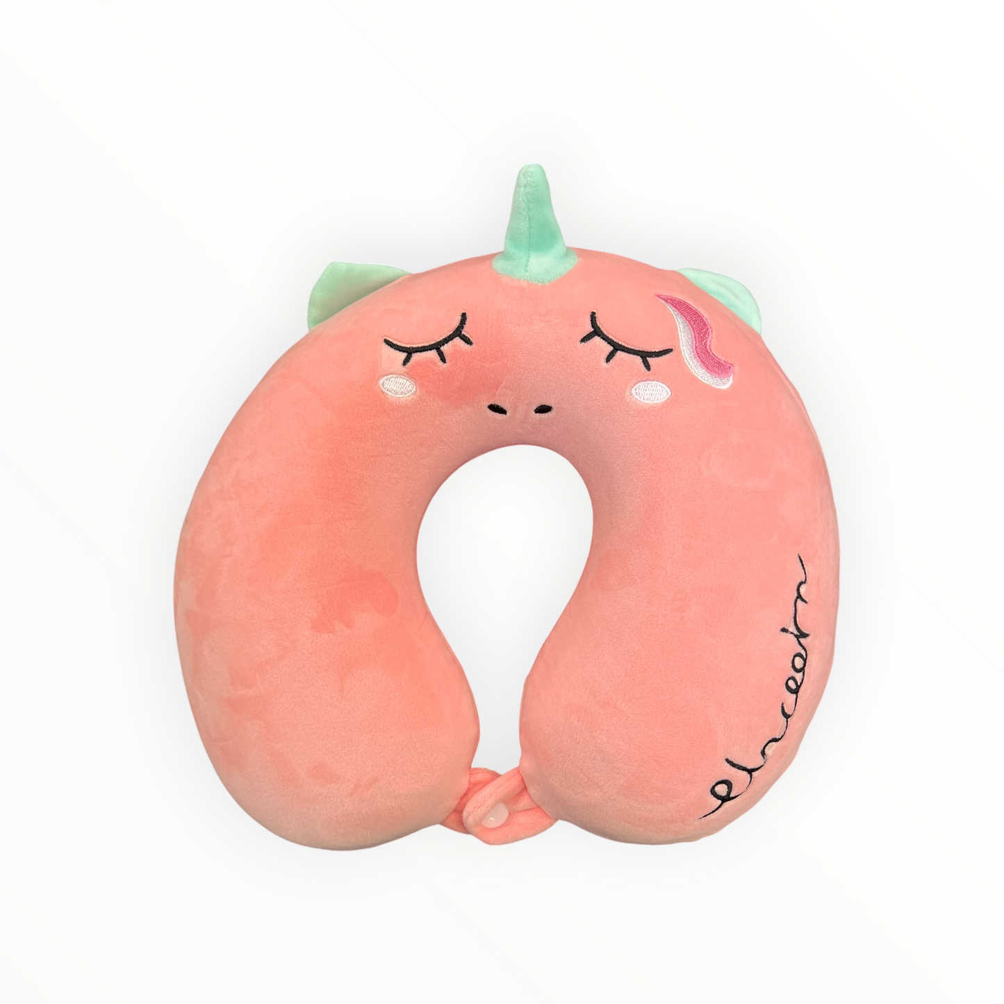 JenDore Plush Unicorn Travel Neck Pillow – Pink & Mint