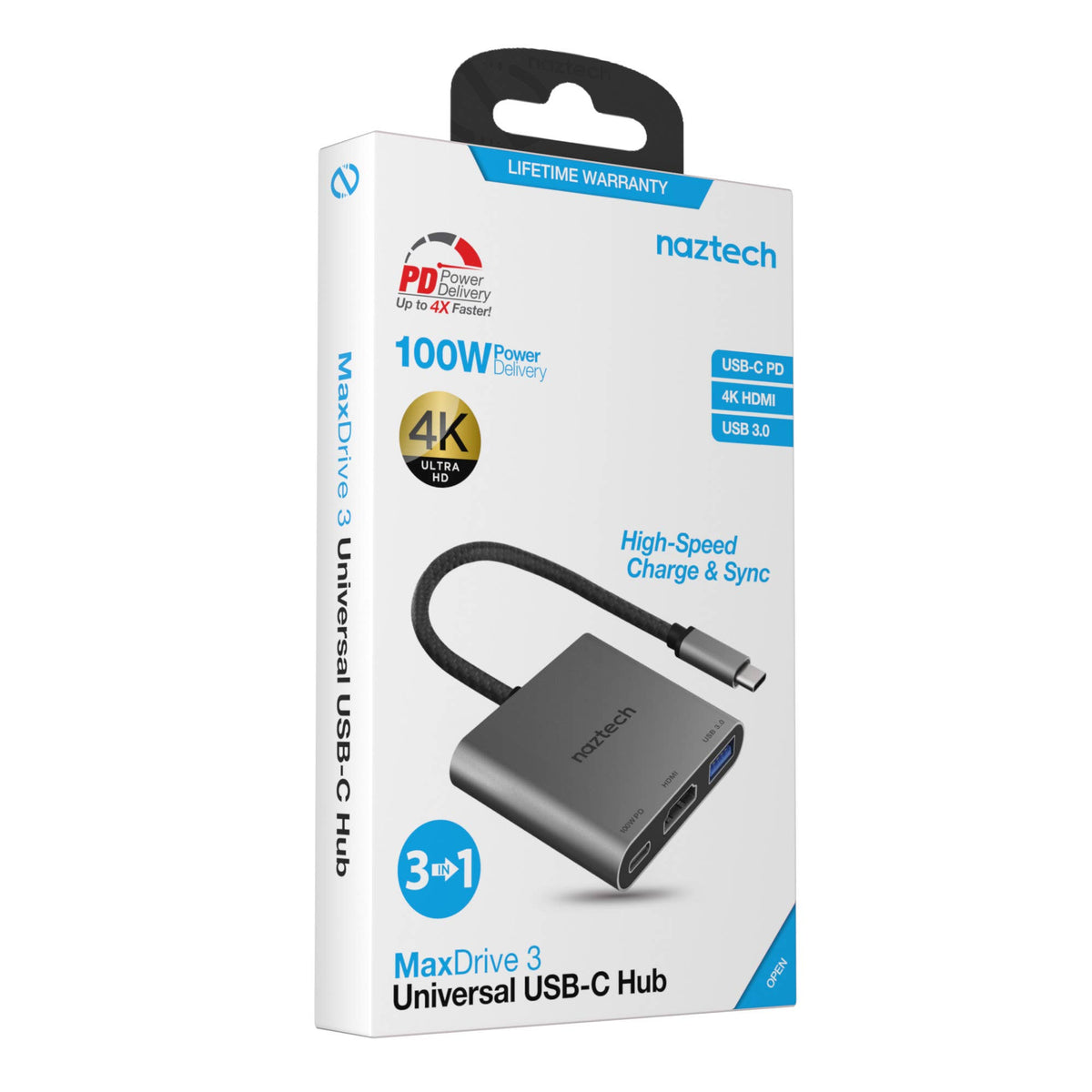 HyperGear MaxDrive 3 Universal USB-C Hub – 100W PD, 4K HDMI & USB 3.0 – Space Gray