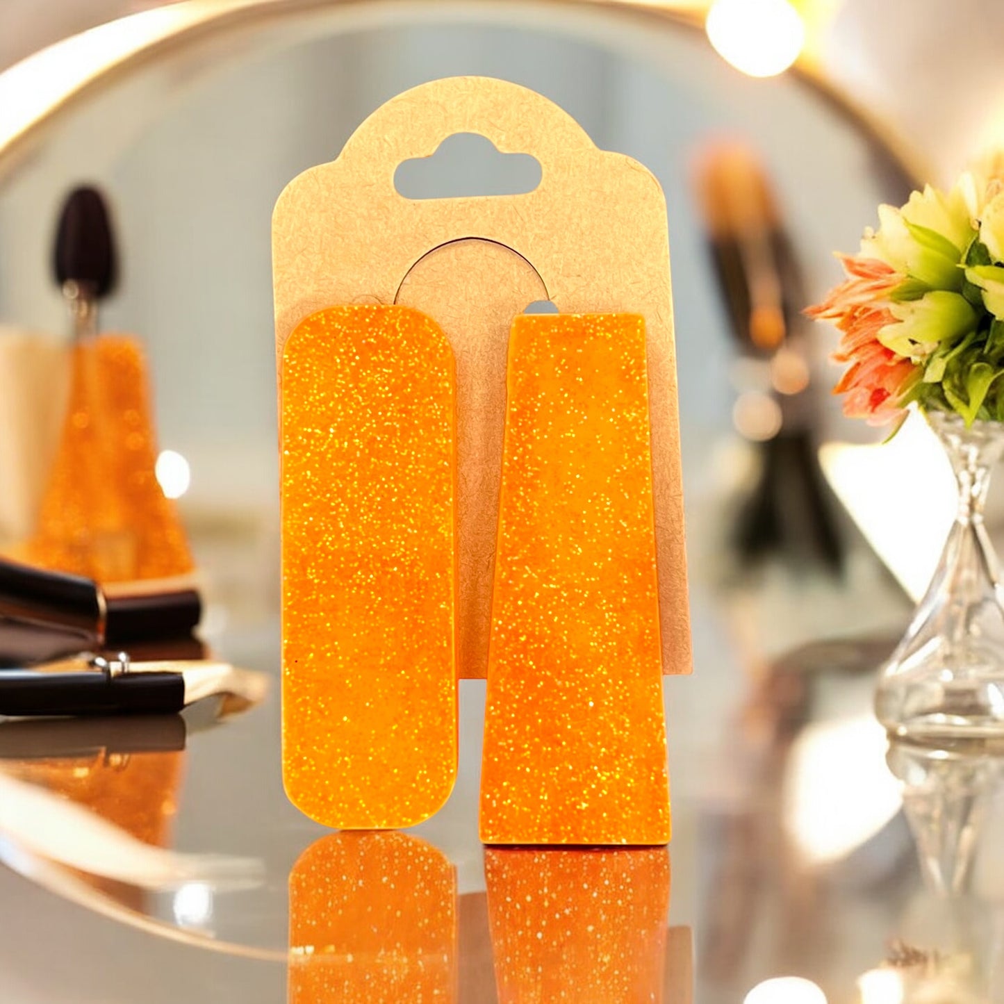 JenDore Hair Clips - Handmade Orange A (Set of 2)