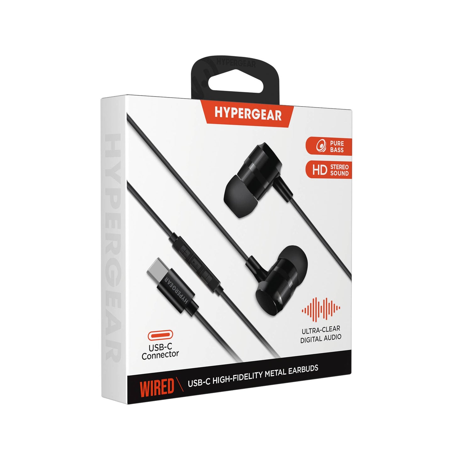 HyperGear Wired USB-C High-Fidelity Metal Earbuds with DAC – Black