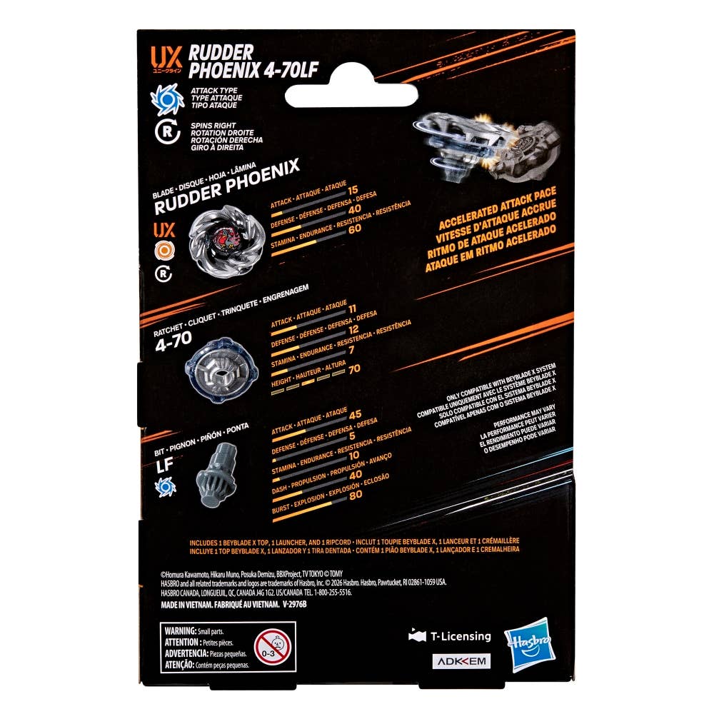 Beyblade X Rudder Phoenix 4-70LF UX Starter Pack with Launcher – G2739