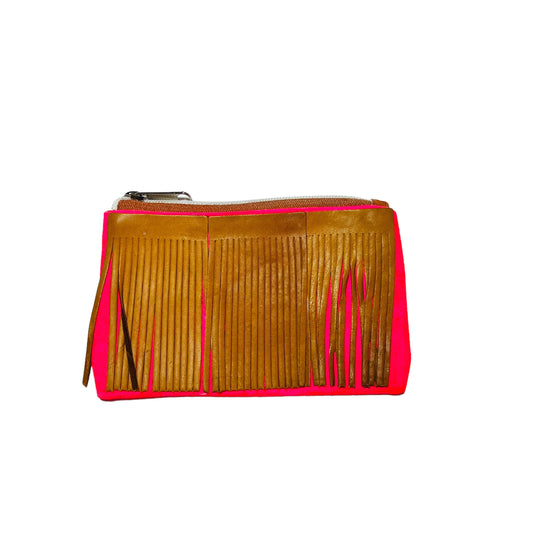 Porte-monnaie en cuir et coton marron