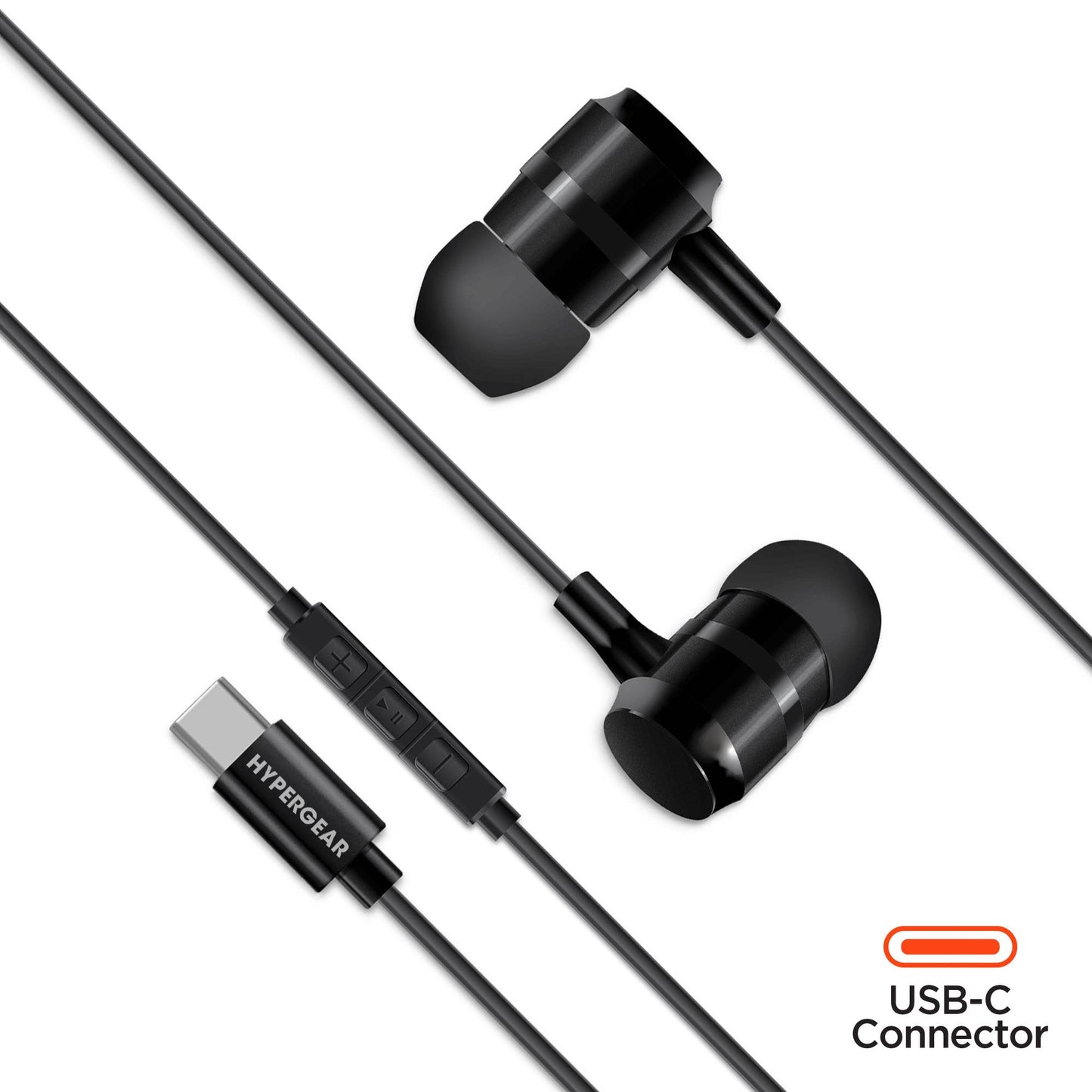 HyperGear Wired USB-C High-Fidelity Metal Earbuds with DAC – Black