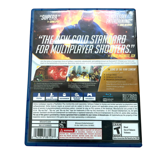 Overwatch Game of the Year Edition – PS4 PlayStation 4 Video Game with Case | Preowned