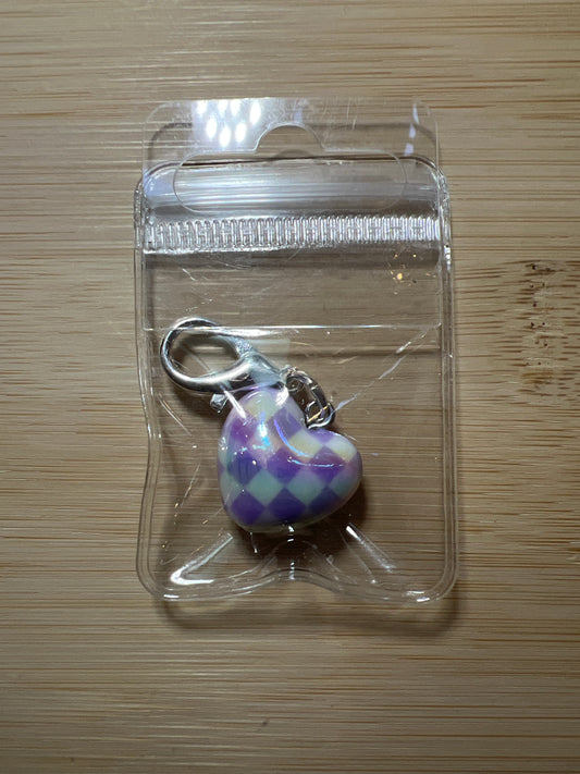 JenDore Handmade Purple Checkered Heart Bag Charm