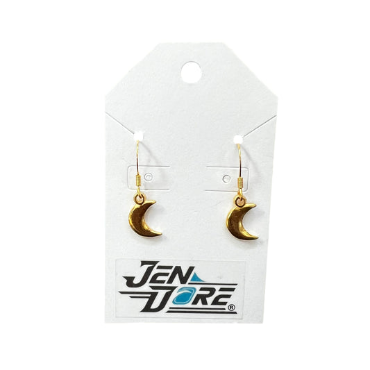 Handmade moon earrings with 18K gold plated stainless steel hooks, hypoallergenic lightweight jewelry by JenDore.
