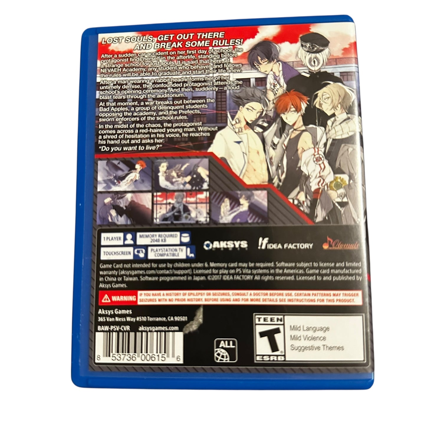 Preowned Bad Apple Wars PS Vita video game with case tested at JenDore