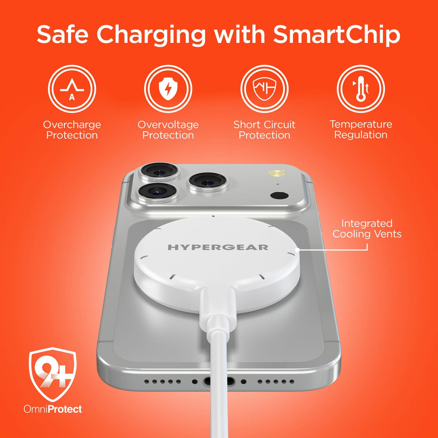 HyperGear MaxCharge 15W Qi2 Magnetic Wireless Fast Charger with 6ft USB-C Cable