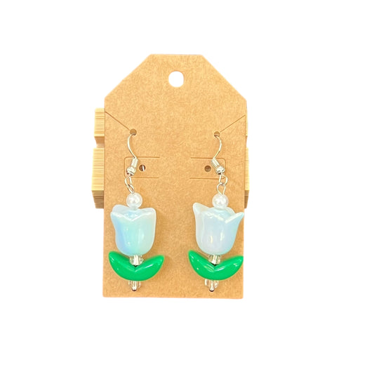 JenDore Handmade Blue Green Glow Tulip Dangle Earrings